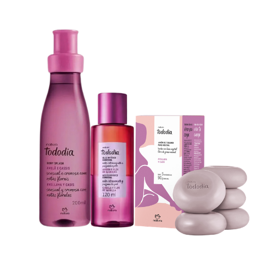 BODY AVELLANA Y CASSIS 200 ML + ÓLEO BIFÁSICO CORPORAL 120 ML + JABÓN EN BARRA X5 UNIDADES 90 G C/U