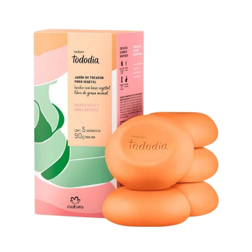 JABONES EN BARRA TODODIA MANGO ROSA Y AGUA DE COCO X5 90G C/U