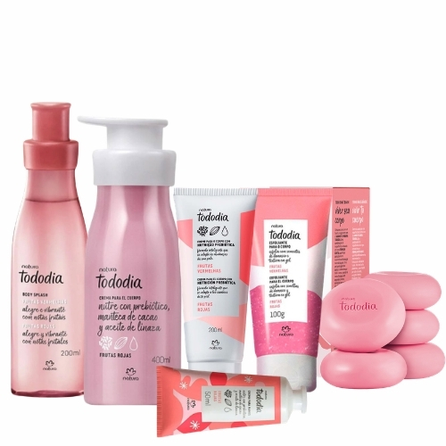 BODY FRUTOS ROJOS 200 ML + CREMA CORPORAL 400 ML Y 200 ML + JABÓN EN BARRA X5 UNIDADES 90 G C/U + CREMA DE MANOS 50 ML + EXFOLIANTE 100 G