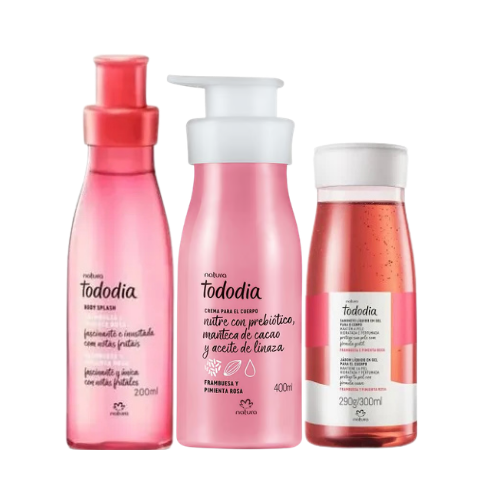 BODY FRAMBUESA Y PIMIENTA ROSA 200 ML + CREMA CORPORAL 400 ML + JABÓN LÍQUIDO 290 G